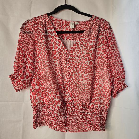 Joie Strawberry Patterned Peasant Top size Midium - Picture 2 of 6